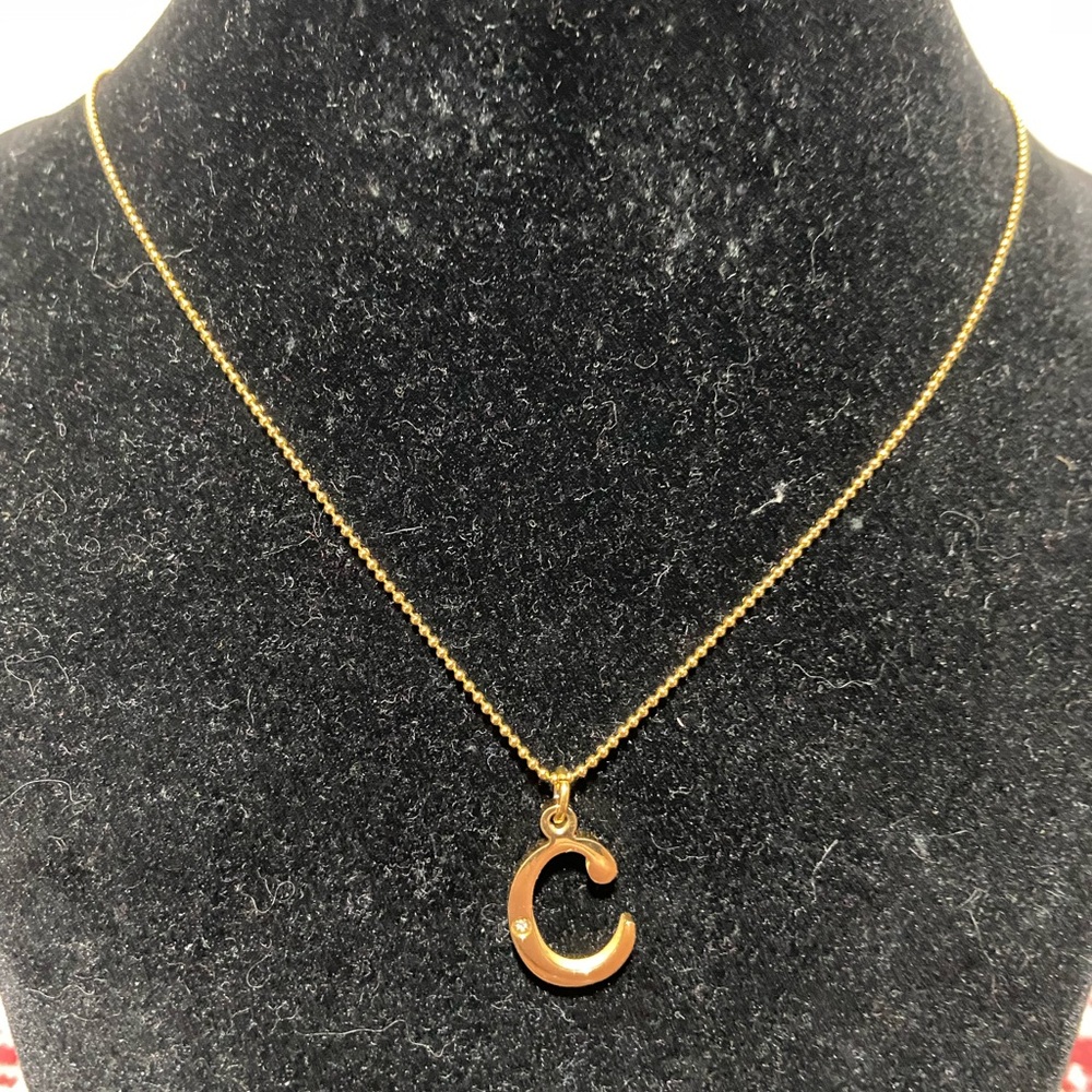 Kate Forty Eight Ball Bead Necklace, Letter “C” pendant With Diamond